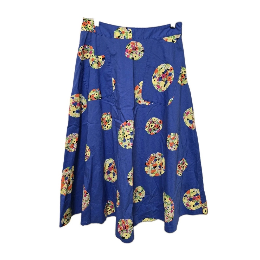 Conversations Anthropologie Floral A Line Skirt Size 6 Blue‎ Printed